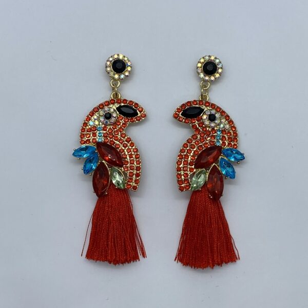 Big Macaw Rhinestone earrings red